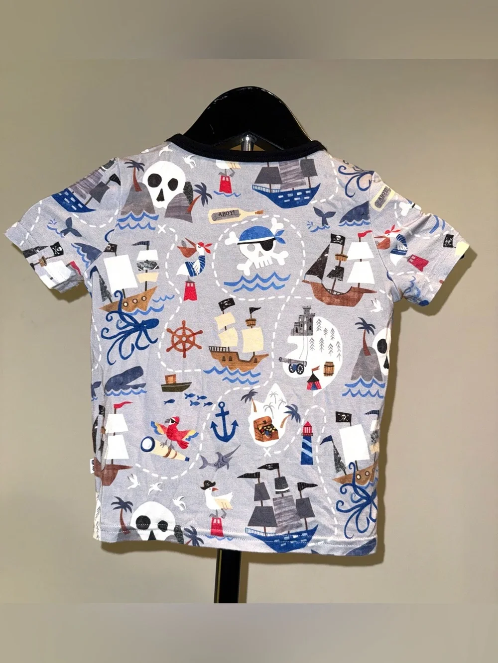 Little Sleepies “Pirate Map” kids bamboo pocket tee, size 18-24 mos